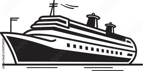 Serenade Skies Musical Ship Icon with Artistic Flair Crescendo Cruiser Vector Ship Emblem for Musicians