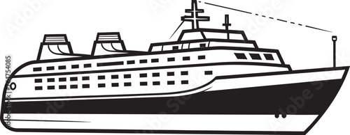 Tuneful Trajectory Musician Ship Iconic Vector Harmonic High Seas Ship Emblem with Musical Influence