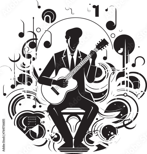 Harmony Hull Ship Emblematic Design with Serenade Symphonic Sailing Vector Ship Logo for Musicians