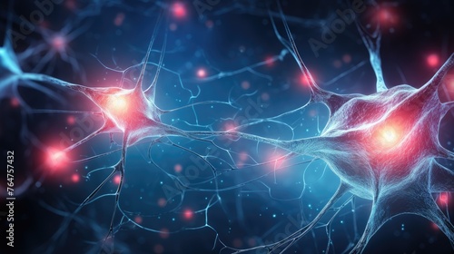 Detailed neurons network with glowing synapses