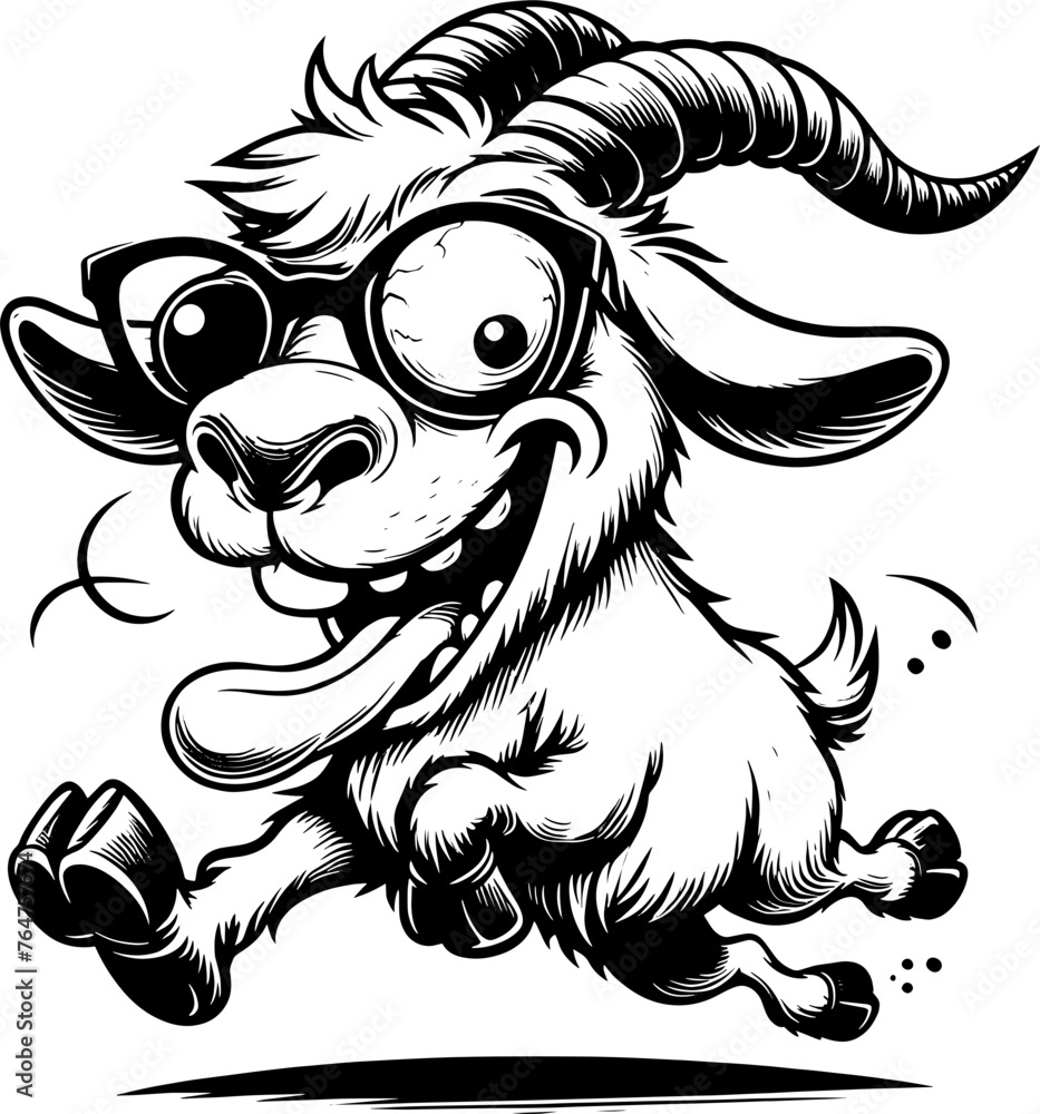 Zany Goat Cartoon icon 2 - obrazy, fototapety, plakaty 
