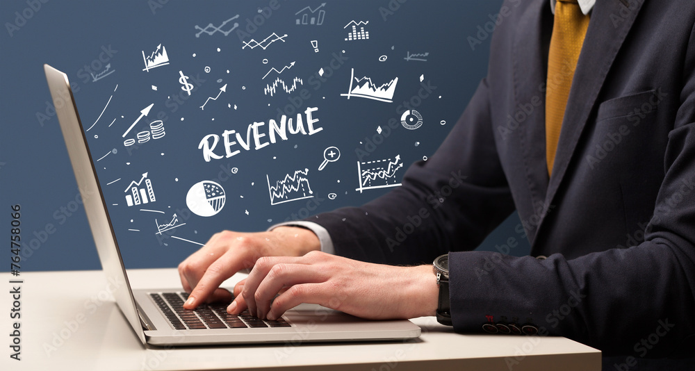 Businessman working on laptop, business concept Businessman working on laptop, business concept