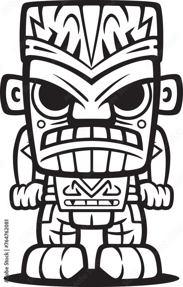Obraz premium Tribal Tiki Full Body Thick Lineart Vector Icon for Island Graphics 