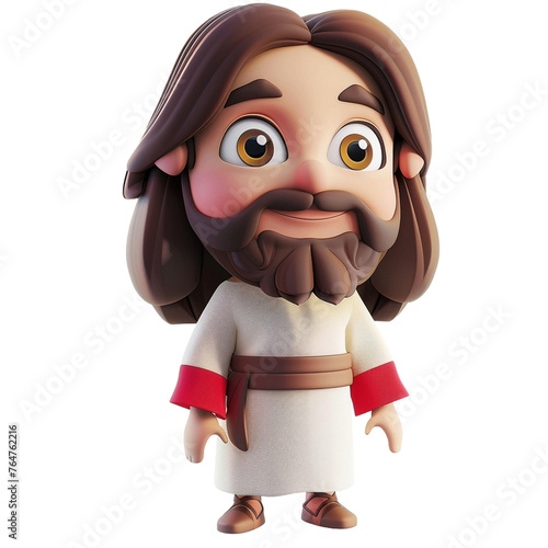 Jesus Christ - vector cartoon illustration isolated on white background 3d render Generative AI	