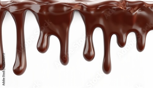 A chocolate drizzle is falling from a chocolate bar
