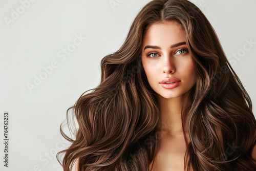 Beautiful brunette woman with long healthy hair