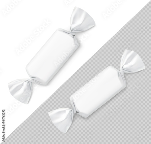 Candy twist mockup set. Vector illustration isolated on white and transparent background. Ready for your design. EPS10.