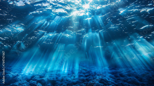 Underwater Serenity: Sunlight Piercing Through Ocean Depths