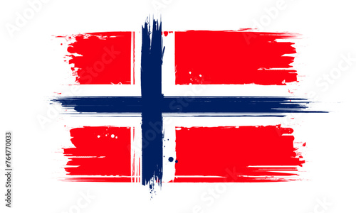 Vector Norwegian Flag Rough Brush Stroke Painting