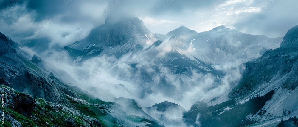 Majestic Peaks A Panoramic Mountain Display of Nature's Grandeur at Dusk Wallpaper Background Digital Art Poster Majestic Peaks A Panoramic Mountain Display of Nature's Grandeur at Dusk Wallpaper Background Digital Art Poster