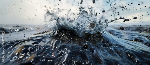 Dynamic water splashes can be seen on the surface of a boat moving through the water, creating a refreshing and lively scene