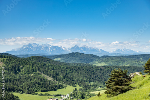 Beautiful panorama of the Pass over Tokarnia. Slovakia. View of the Tatra Mountains. © gkrphoto