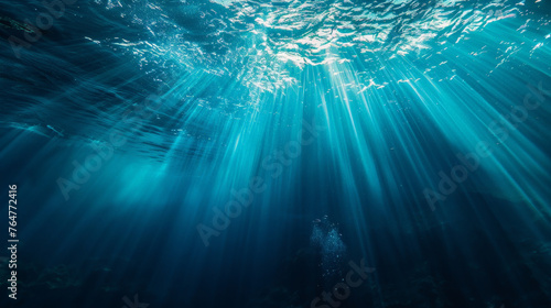 Aquatic Elegance: Deep Sea Light Rays Filtering Through Ocean Water