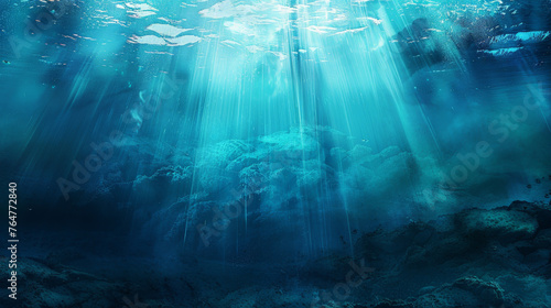 Aquatic Elegance: Deep Sea Light Rays Filtering Through Ocean Water