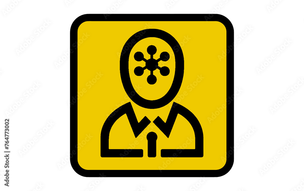 Head icon ai symbol. Ai work icon. Ai powered symbol. Machine learning icon. Isolated, transparent yellow. Head icon ai symbol. Ai work icon. Ai powered symbol. Machine learning icon. Isolated, transparent yellow.