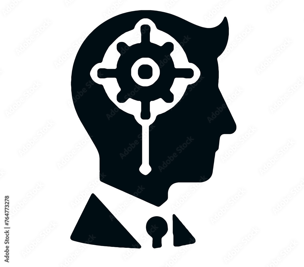 Obraz premium Head icon ai symbol. Ai work icon. Ai powered symbol. Machine learning icon. Isolated, transparent.