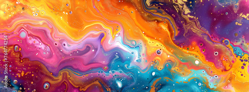  Colorful abstract painting with swirling patterns