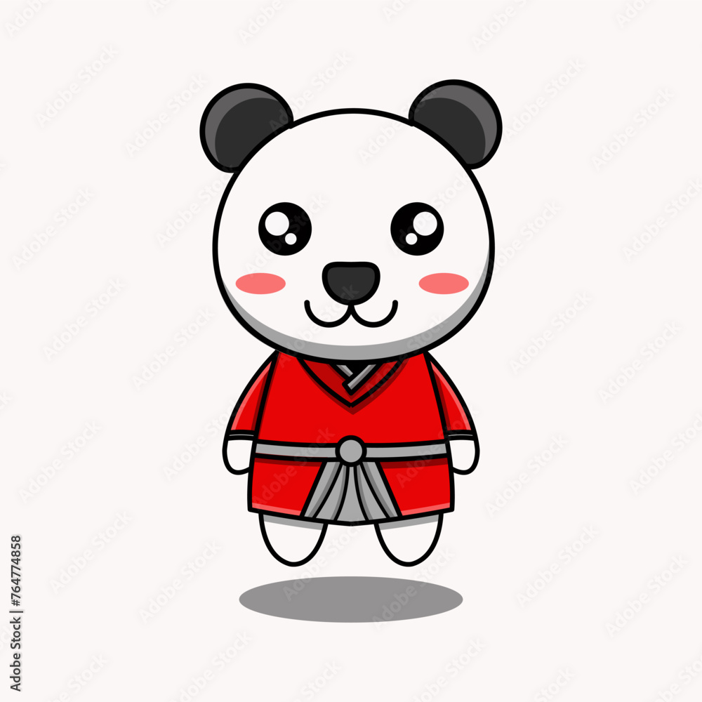 cute vector design illustration of a panda mascot in traditional Japanese clothing cute vector design illustration of a panda mascot in traditional Japanese clothing