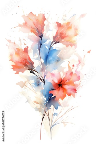 Watercolor bouquet of flowers, watercolor painting on a white background photo