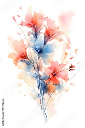 Watercolor background with flowers. Hand drawn illustration for your design.