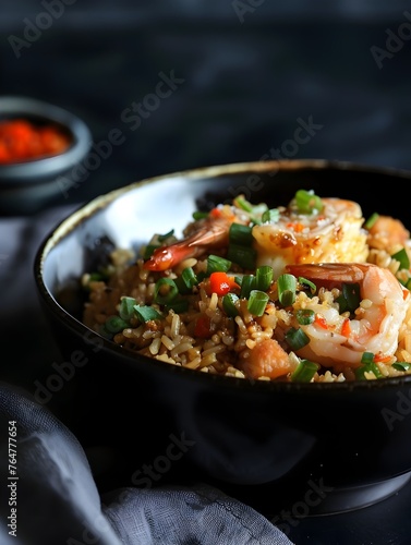Spicy and Flavorful Mala-Inspired Fried Rice Dish with Shrimp and Vibrant Veggies