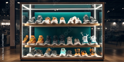 shoes on display in a store Generative AI