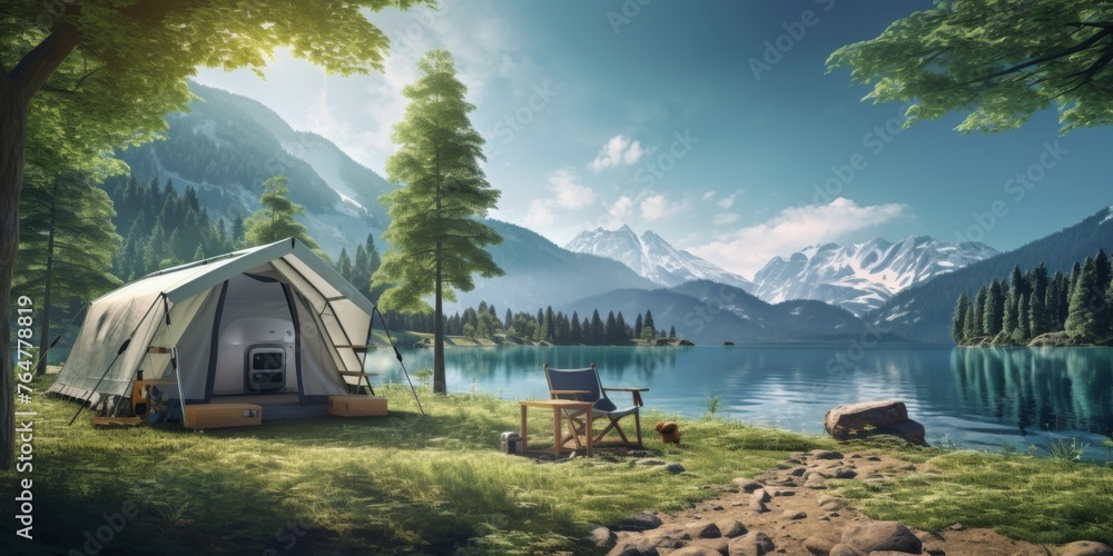 tent outdoor camp Generative AI