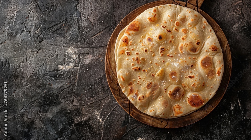 Ramadan Pita. Traditional Ramadan food as known Pide. Ramadan concept and background. Copy space and top view. - obrazy, fototapety, plakaty 