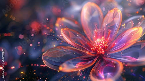 Vibrant flower petals submerged in glass of water, showcasing the beauty of nature in close-up macro shot 3D rendering