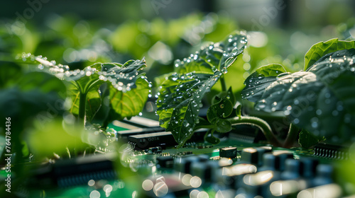 A circuit board for a smart irrigation system for agriculture. 