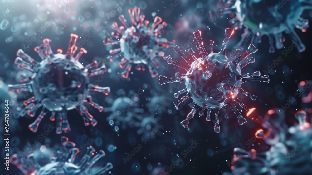 Obraz premium Virus futuristic background beautiful, modern, background concept, hi-tech, technology, beautiful, future concept 3D rendering.