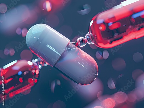 A 3D close-up of two capsules connecting highlighting the concept of combination therapies
