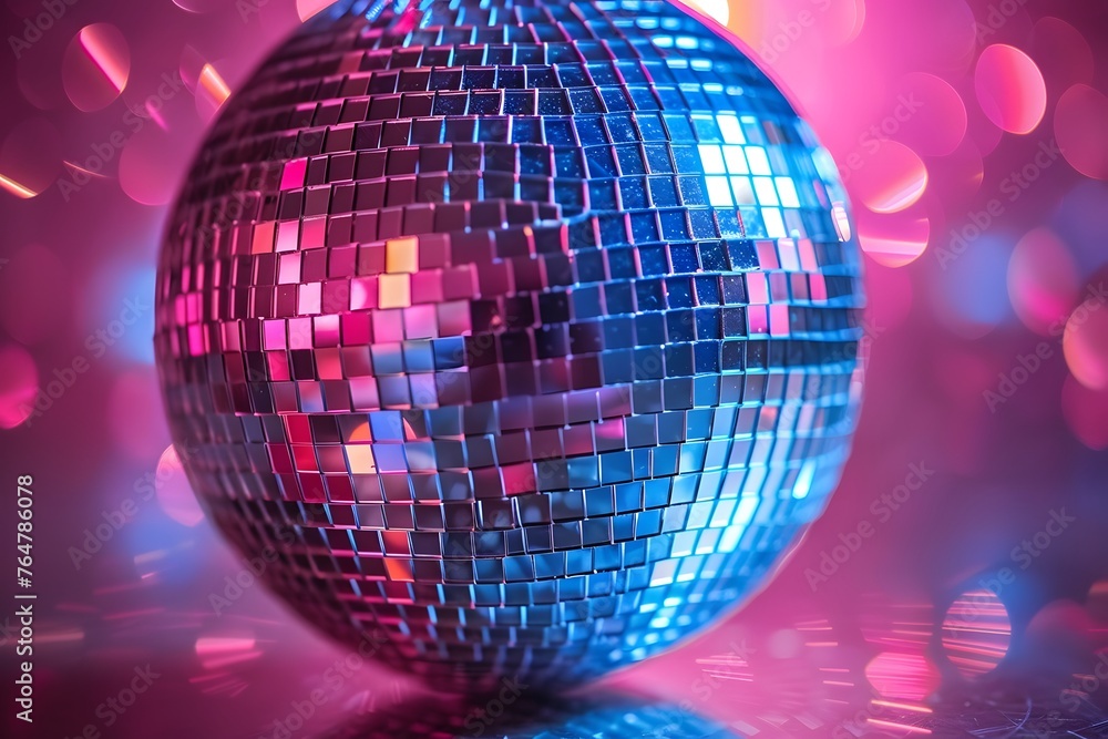 Obraz premium Shiny Disco Ball on Glossy Surface