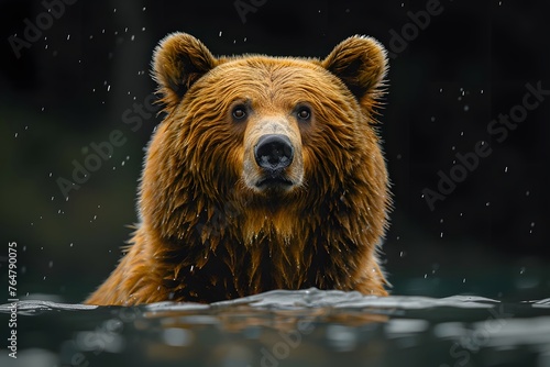 Brown Bear in Water Close Up