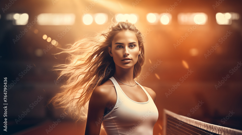 Tennis player in a white suit on the tennis court during the game	
