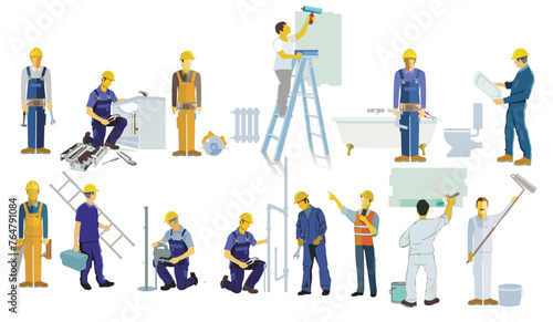 Handwerker auf der Baustelle,  illustration photo