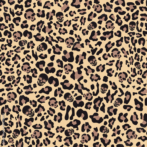  Leopard print vector seamless pattern, wild cat texture, animal stylish design