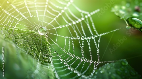 cobweb with water drops after rain