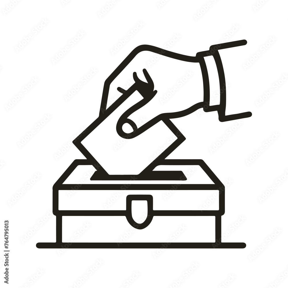 Hand voting ballot box icon, Election Vote concept, Vector illustration on white background. Hand voting ballot box icon, Election Vote concept, Vector illustration on white background.