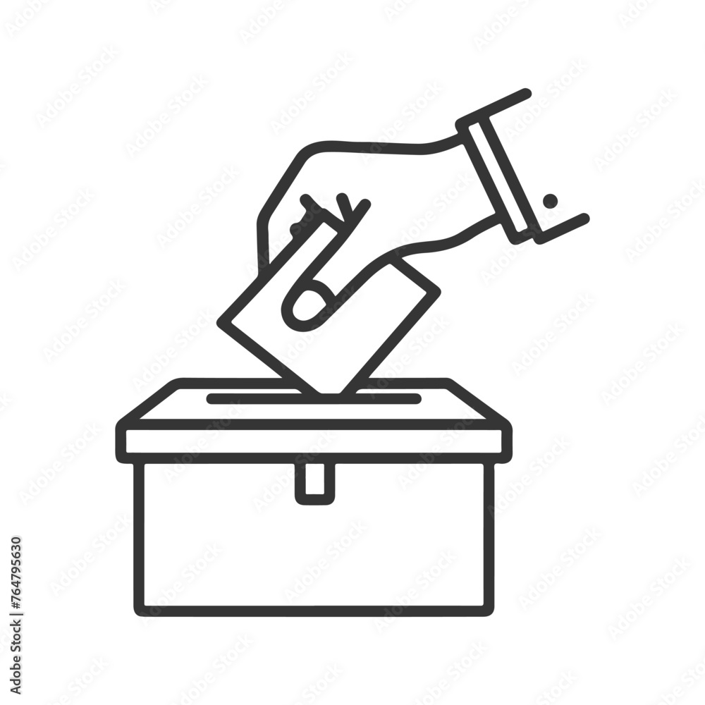 Hand voting ballot box icon, Election Vote concept, Vector illustration on white background.
