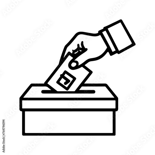 Hand voting ballot box icon, Election Vote concept, Simple line design for web site, logo, app, UI, Vector illustration