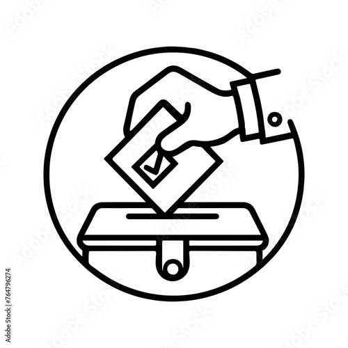 Hand voting ballot box icon, Election Vote concept, Simple line design for web site, logo, app, UI, Vector illustration