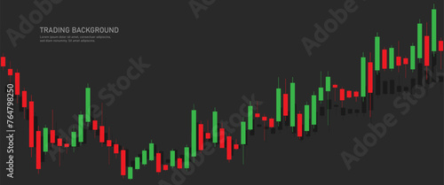 A stock market investment trading chart on a dark background. Bullish point, uptrend of the chart. Vector illustration.