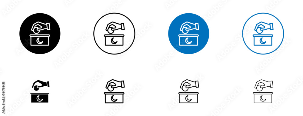 Infaq Islamic Donation Concept Icons. Charity and Monetary Contribution Symbols