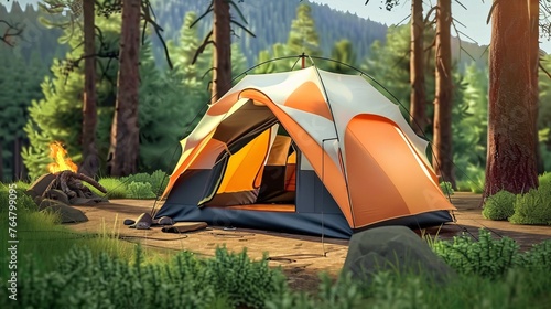 a tent in the woods