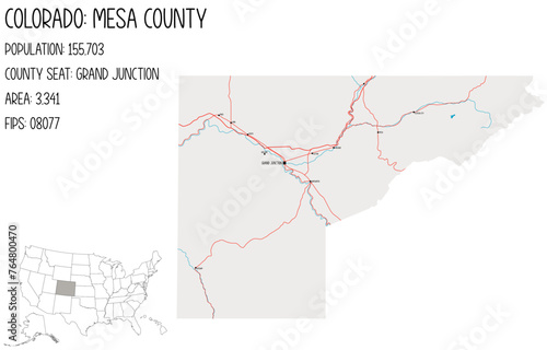 Large and detailed map of Mesa County in Colorado  USA.