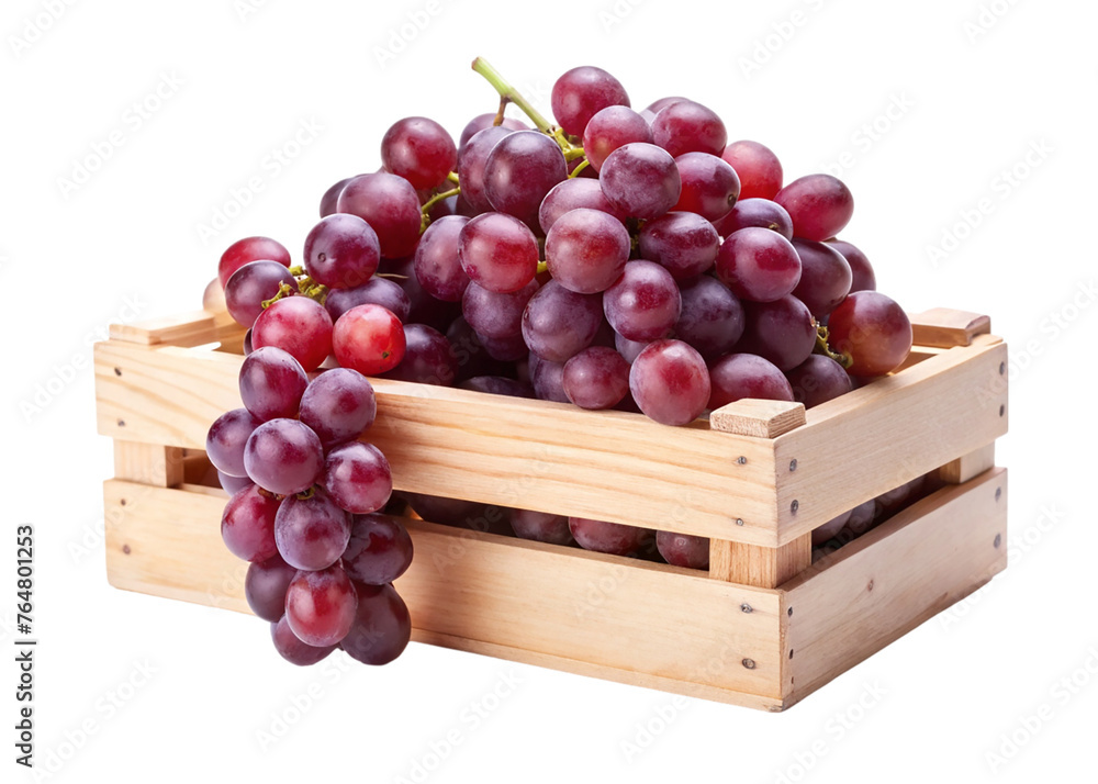 Grapes in a wooden box isolated on a transparent background. Grapes in a wooden box isolated on a transparent background.