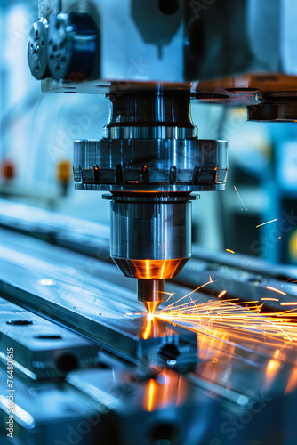 CNC milling machine at work in metalworking industry