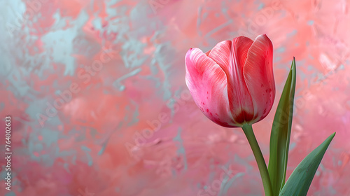 A vibrant tulip flower blooming in pastel colors  representing the beauty of nature and the arrival of spring. Ideal for use in garden and floral-themed designs or to convey a sense of freshness.