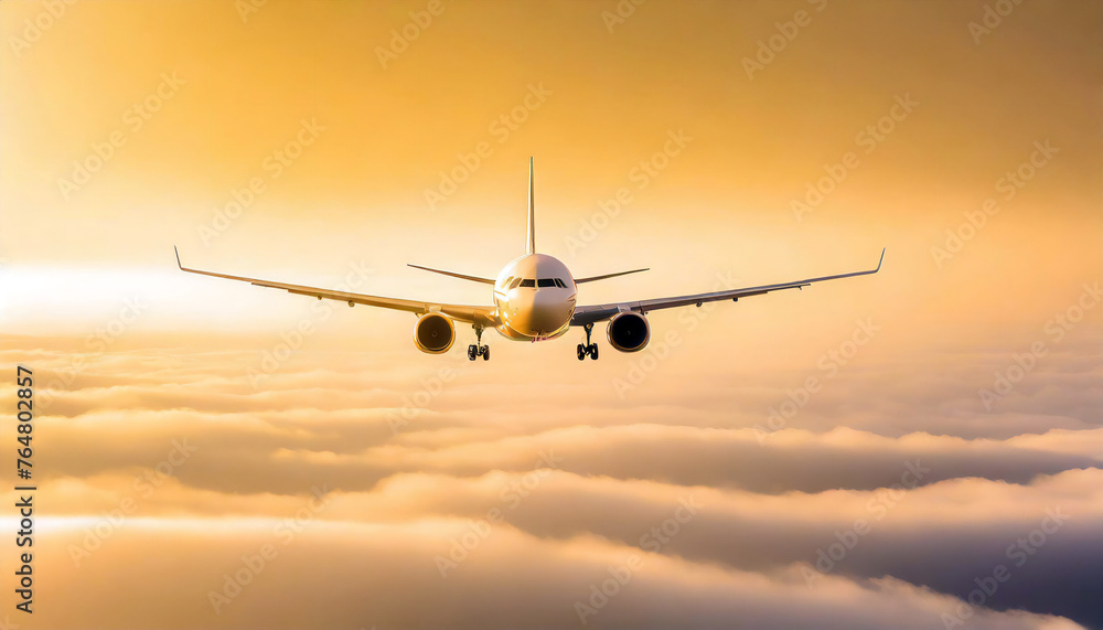 雲の上を飛ぶ飛行機・旅客機
